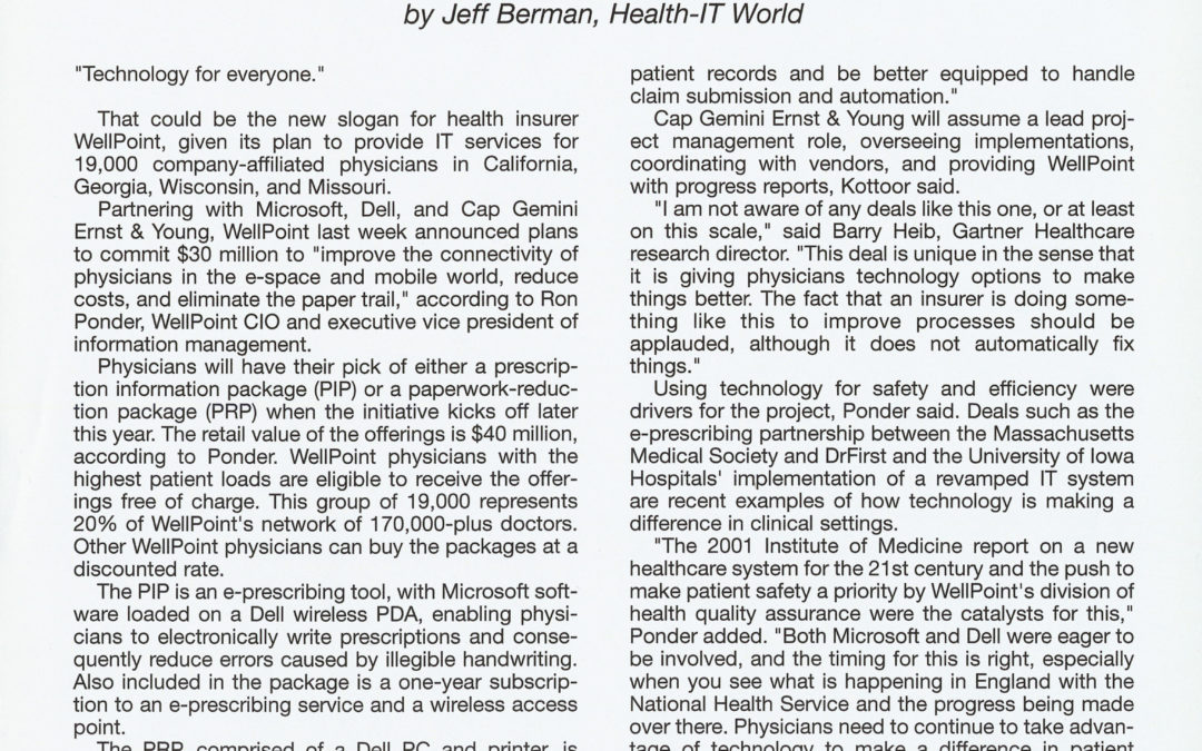 Health IT Jan 2004