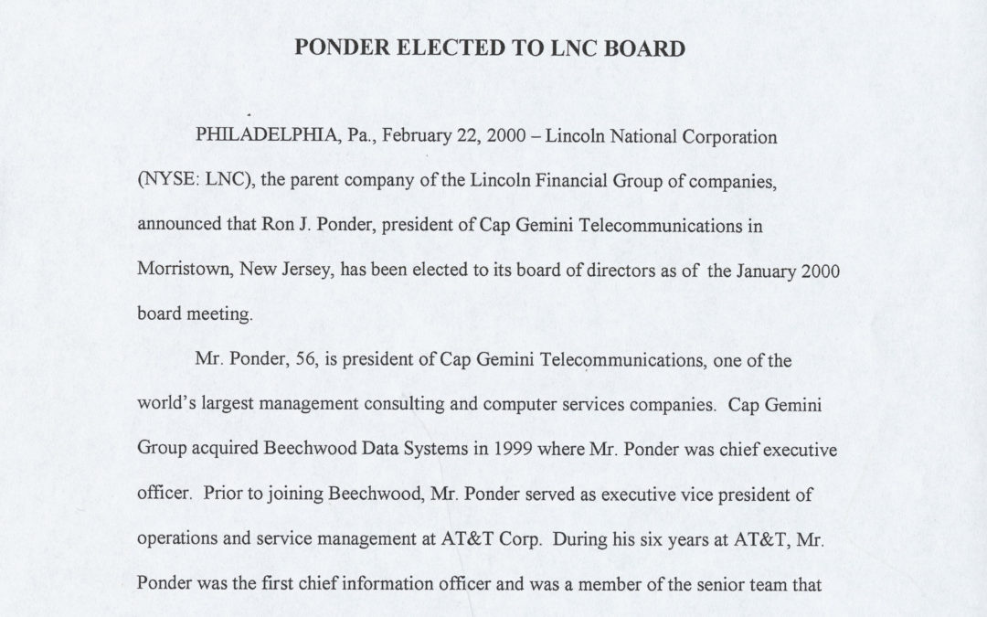 Lincoln News Release Feb 2000